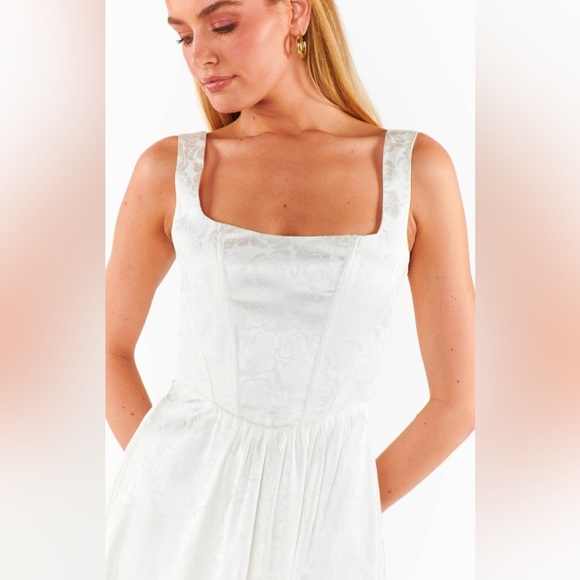SHOW ME YOUR MUMU Weddings Nina Midi Dress Luxe White Rose Size Small NWOT $218 - Picture 4 of 15